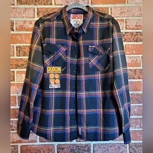 DIXXON Women's Guns And Roses Black Plaid Button Down Shirt